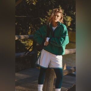 NWOT Free People Mountain High Half Zip Fleece in Green Glow